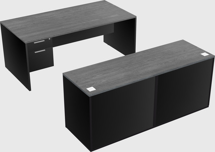 Parallel desk with credenza
