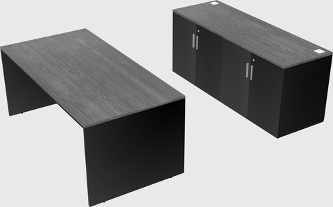 Parallel desk with credenza