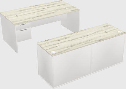 Parallel desk with credenza