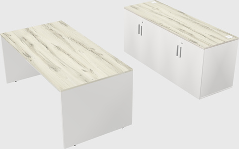 Parallel desk with credenza