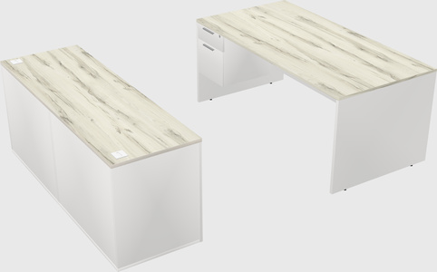 Parallel desk with credenza