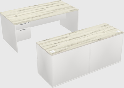 Parallel desk with credenza