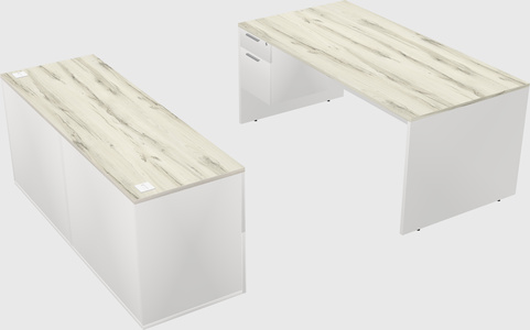 Parallel desk with credenza