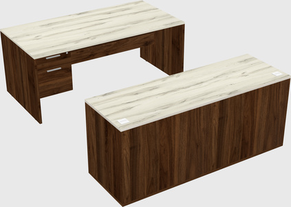 Parallel desk with credenza