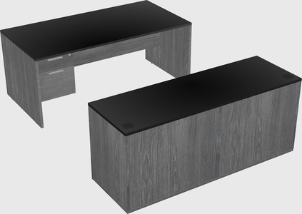 Parallel desk with credenza