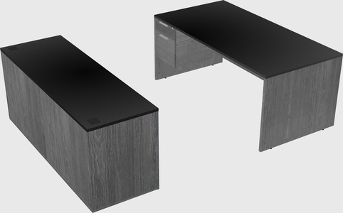 Parallel desk with credenza