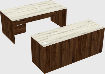 Parallel desk with credenza