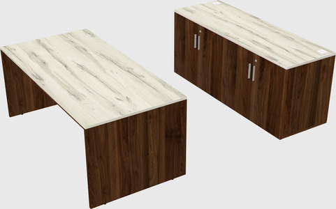 Parallel desk with credenza