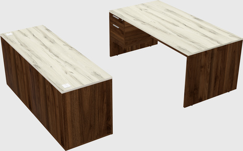 Parallel desk with credenza
