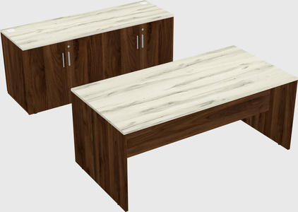 Parallel desk with credenza