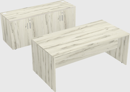 Parallel desk with credenza