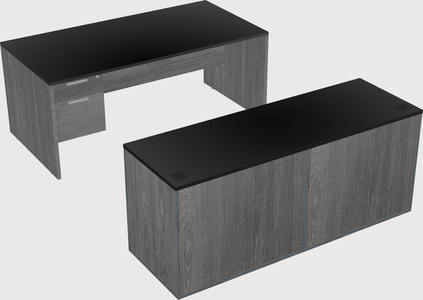 Parallel desk with credenza