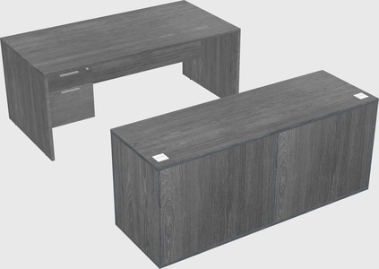 Parallel desk with credenza