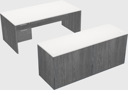 Parallel desk with credenza