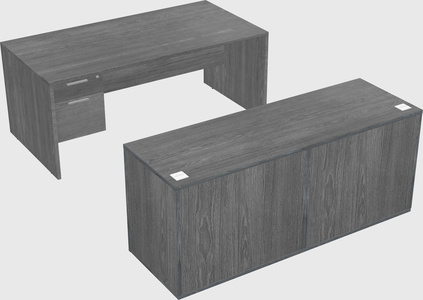 Parallel desk with credenza