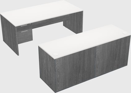 Parallel desk with credenza