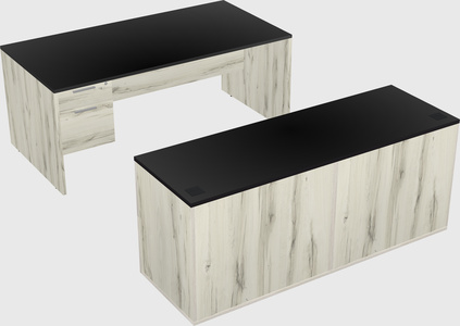 Parallel desk with credenza