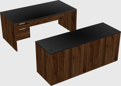 Parallel desk with credenza