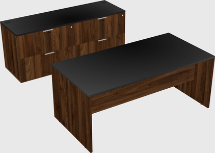 Parallel desk with credenza