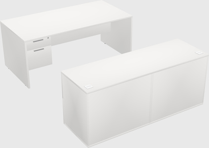 Parallel desk with credenza