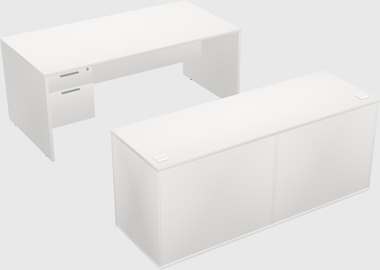 Parallel desk with credenza