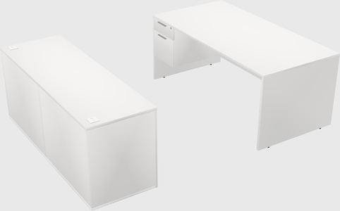 Parallel desk with credenza