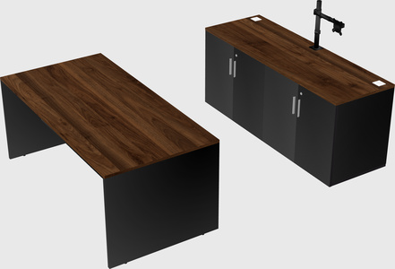Parallel desk with credenza