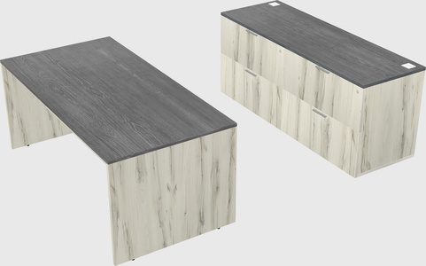 Parallel desk with credenza