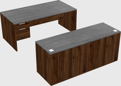 Parallel desk with credenza
