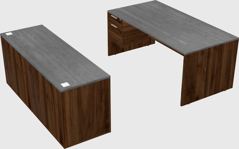 Parallel desk with credenza