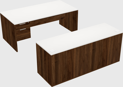 Parallel desk with credenza