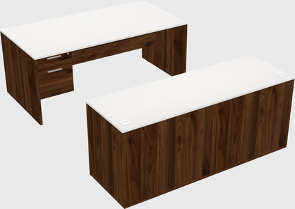 Parallel desk with credenza
