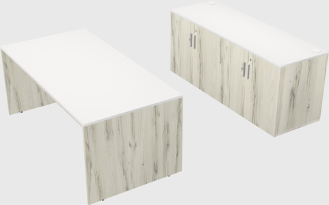 Parallel desk with credenza