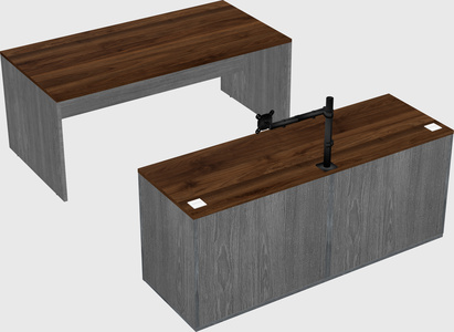 Parallel desk with credenza