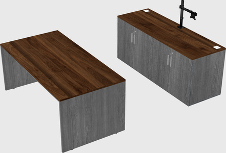 Parallel desk with credenza