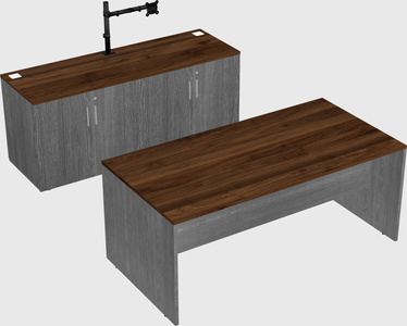 Parallel desk with credenza