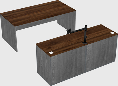 Parallel desk with credenza