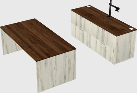 Parallel desk with credenza