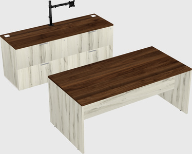 Parallel desk with credenza