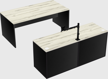 Parallel desk with credenza