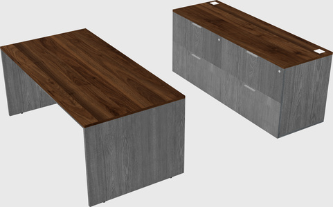 Parallel desk with credenza