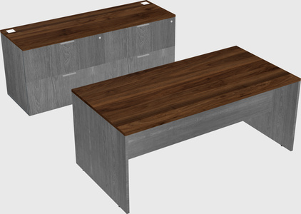 Parallel desk with credenza