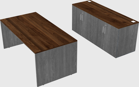 Parallel desk with credenza
