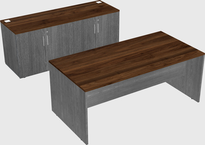 Parallel desk with credenza