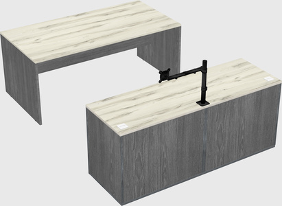 Parallel desk with credenza