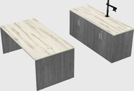 Parallel desk with credenza