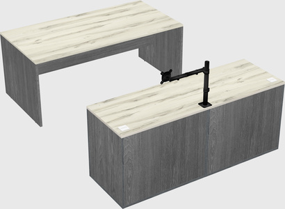 Parallel desk with credenza