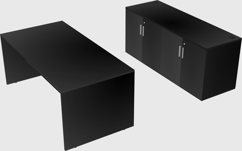 Parallel desk with credenza
