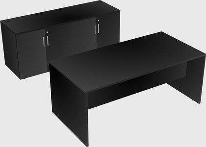 Parallel desk with credenza