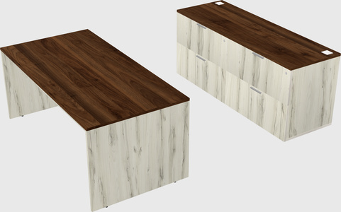 Parallel desk with credenza